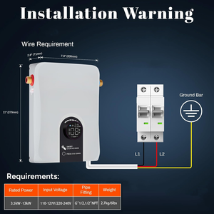IPX4 impermeable 3.5KW ducha de agua caliente instantánea géiser <span class=keywords><strong>calentador</strong></span> de agua 110V-127V eléctrico RV Pantalla de temperatura inteligente - Product Image 3