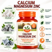 Capsules de calcium, magnésium et zinc en marque privée, santé des os, fonction nerveuse, soutien immunitaire, femmes, 100 capsules