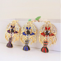 Nouveau porte-clés creux en forme de langouste, accessoires DIY, bijoux en cristal et strass, thème homard des Bahamas