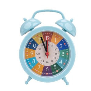 Children's Plastic Alarm Clock Silent Non Ticking Round White Pink Blue Back To School Student <b>Study</b> <b>Desk</b> Clock JX8028 - Product Image 5