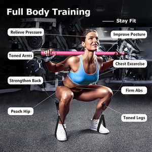 Bán buôn bán hàng nóng tập thể dục Phụ kiện thể hình tùy chỉnh di động Pilates Stretch Bar Kit Set với Resistance Bands - Product Image 4