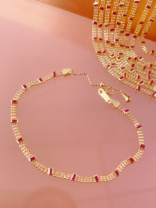 Xinfly Solid 18K Gold <b>Ruby</b> <b>Bracelet</b> Low MOQ 1pc Ready to Ship Everyday Wear Fine Jewelry for Women - Product Image 1
