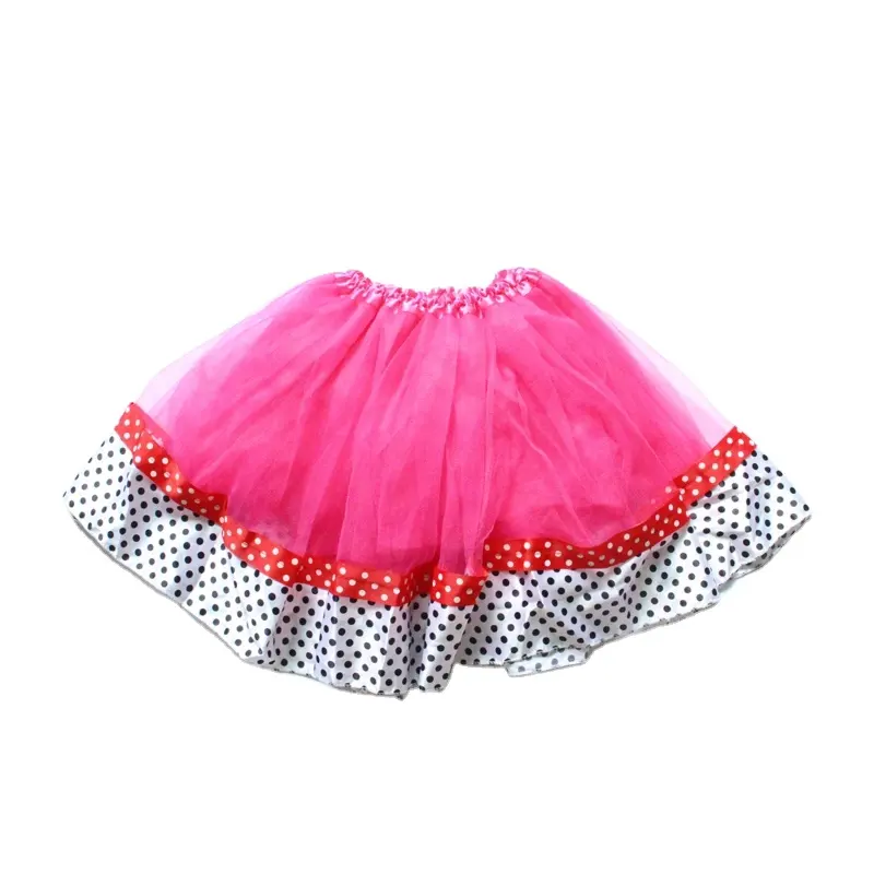 Fashion Hot Pink Tutu with Polka Dot Satin Trim