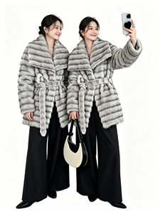 Cappotto in <span class=keywords><strong>Pelliccia</strong></span> Sintetica alla Moda 2026, Imitazione <span class=keywords><strong>Visone</strong></span> con Collo Lungo, Cintura a Righe Orizzontali, Cappotto in Peluche per Donna - Product Image 1