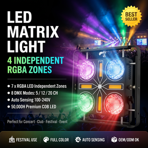 Projecteur de scène matriciel LED COB 8 RGBA 350W commercial 100-240V DMX 20CH 50000H pour auditorium et spectacle en direct OEM/ODM - Product Image 1