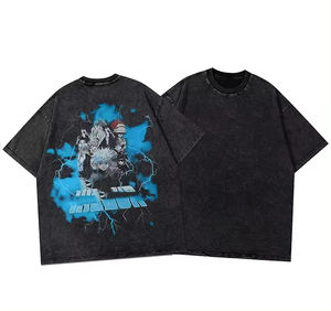 Nueva camiseta con patrón de gran tamaño súper resistente, camiseta Vintage de lavado ácido con LOGO personalizado de Color sólido - Product Image 1