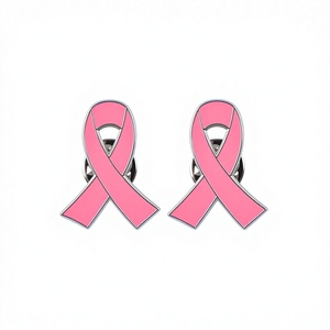 WANDIC 50 pièces Broches et badges en alliage rose octobre avec ruban rose pour la sensibilisation au <span class=keywords><strong>cancer</strong></span> du <span class=keywords><strong>sein</strong></span>, pour événements caritatifs féminins (2,5x2cm) - Product Image 2