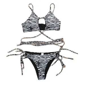 YWSCFS-ZY033 bayan mayo seksi bandaj Bikini popüler Push Up mayo & Beachwear zebra baskılar bikini