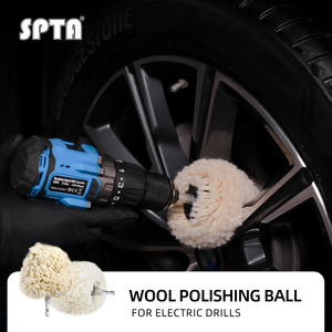 <span class=keywords><strong>SPTA</strong></span> Boule de polissage en laine véritable de 4 pouces avec tige hexagonale de 6 mm pour transformer une perceuse à percussion ou une visseuse à chocs en <span class=keywords><strong>polisseuse</strong></span> haute vitesse - Product Image 1