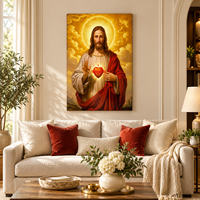 Impression sur toile du Sacré-Cœur de Jésus, décoration murale religieuse chrétienne pour la maison, échantillons OEM ODM prêts en moins d'une journée