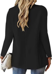 I-0586 Blazer da Ufficio da Donna Taglie Forti a Tinta Unita a Maniche Lunghe, Completo Elegante da Lavoro - Product Image 6