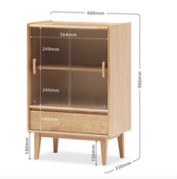 F8102 TV-Sideboard aus Roteichenholz mit 2 Schiebetüren und 1 Schublade