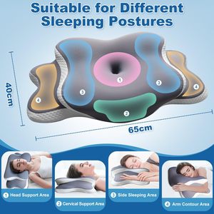 Oreiller cervical ergonomique pour dormir, oreillers orthopédiques de soutien, sans odeur, contour pour soulager les douleurs cervicales, oreiller en mousse à mémoire de forme - Product Image 2