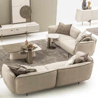 Meubles de salon modernes italiens personnalisables haut de gamme, sectionnels modulaires en tissu polaire crème pour appartement
