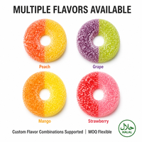 Perzikringen Gummy Candy Groothandel, Suikercoating Tweekleurige Zachte Jelly Snoepjes, HALAL OEM Snoep voor Detailhandel &amp;   Automaten