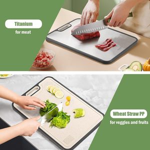 Custom Logo Double Sided Metal Cutting <b>Board</b> Wheat Straw Titanium Chopping <b>Board</b> Meat <b>Large</b> Titanium Cutting <b>Board</b> for Kitchen - Product Image 3