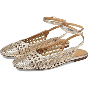 Sandali piatti da donna di lusso in rete intrecciata, modello Ballerina, con bordi dal design elegante - Product Image 1