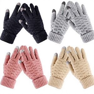 Gants d'<span class=keywords><strong>hiver</strong></span> pour femmes compatibles avec les écrans tactiles - 4 paires de mitaines en coton/élasthanne pour le froid, design tendance - Product Image 1