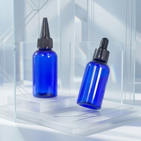 Flacon Boston rond semi-transparent en PET de 50 ml avec compte-gouttes pour mélanges d'aromathérapie