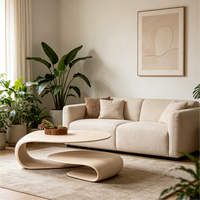 Table basse en bois au design incurvé, idéale pour les coins détente, les pauses café, les meubles de maison et les zones de réception