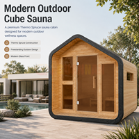 Sauna extérieur en bois thermique, cabine de sauna moderne en forme de cube pour jardin, villa, hôtel et projets de bien-être en station balnéaire