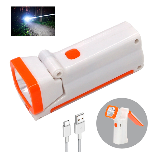 150lm Rechargeable LED Flashlight 2W Strong Light Long Life Waterproof Feature Flip Design USB Charging for Outdoor Emergency