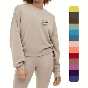 Sweat-shirts en coton imprimés d'hiver en gros, unisexe, à épaules tombantes, avec logo personnalisé, grandes tailles, col rond, écologiques, pour femme - Product Image 1