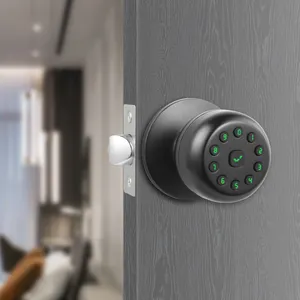Bedroom Tubular Smart Locks For Front Door Keypad Zinc Alloy Waterproof Door Knobs Lock Digital Door Knob