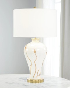 Luxury Modern Design White <b>LED</b> <b>Table</b> Lamp Indoor Bedside With 3D Square Ceramic Base and Fabric Shade Touch Dimmer - Product Image 1