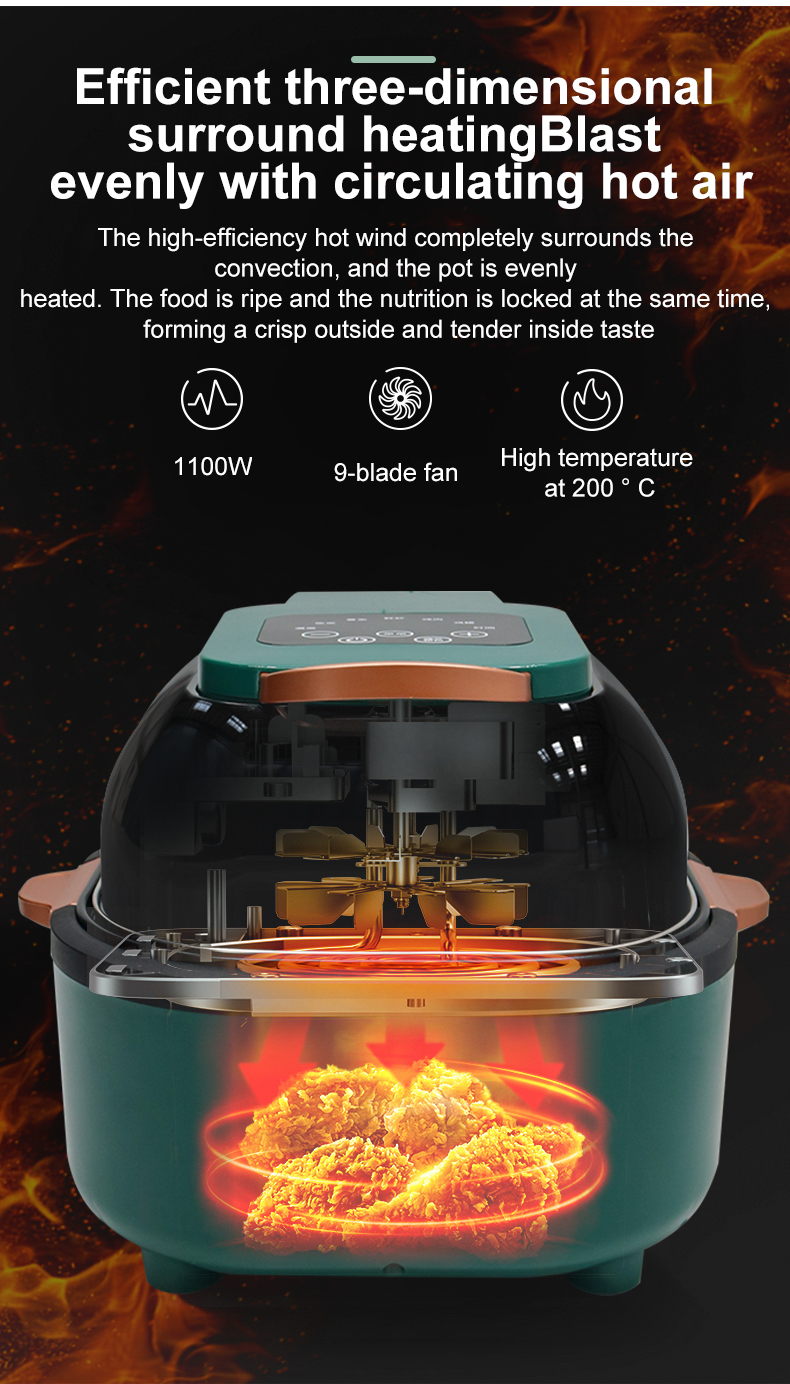 Air Fryer Household 6.7L Large Capacity Visual Window Oil Smoke Free Fried Chicken Legs And Chips Air Oven Factory OEM
