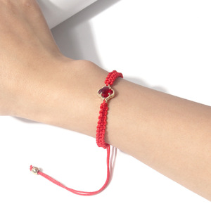 Bracciale classico a forma di quadrifoglio regolabile in corda di fiori con cristallo/strass con disegno a farfalla fortunata per regalo Unisex - Product Image 6