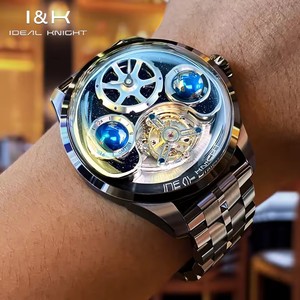 Reloj de lujo para hombre IDEAL KNIGHT con tourbillon avanzado, automático, mecánico, resistente al agua, luminoso y con doble husorario. - Product Image 6