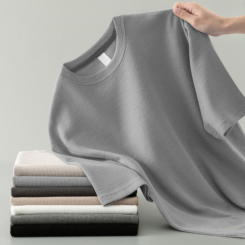 Bag collar waffle short sleeve gray