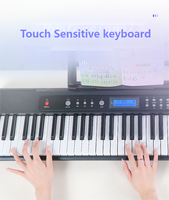 Adults 61-Key Digital Piano Keyboard Standard 2.2cm Touch-Sensitive Plastic Keys LCD Screen Portable Built-In Speaker for Export