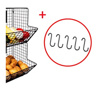 Organiseur mural pliable, panier de rangement en métal pour fruits et légumes suspendu à 3 niveaux, pour cuisine, fil métallique