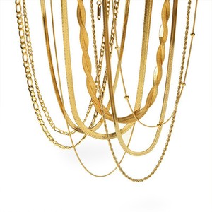 Collar de Doble Capa de Acero Inoxidable para Mujer, Chapado en Oro de 18k, Diseño Geométrico, Joyería de Regalo, Cadena de Aleación de Zinc TN3027 - Product Image 4
