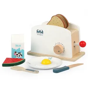 2021 New Product toaster toy Pretend play making breakfast wooden kitchen toys