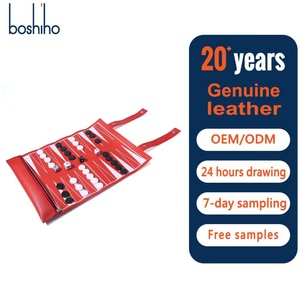 Boshiho - Bolsa de Viaje Enrollable de Cuero con Cierre de Cremallera para Juego de Backgammon Portátil de 7 Pulgadas, Moderna, en Varios Colores - Product Image 1