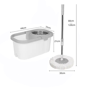 Serpillère à main réglable en microfibre, serpillère et seau pour le nettoyage des sols avec essoreur rotatif à 360 degrés, serpillère plate pour un usage domestique - Product Image 3