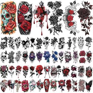 Vente chaude 77 feuilles de tatouages temporaires floraux pour adultes, grandes roses, os, jambes, art corporel, autocollants de tatouage temporaires pour femmes et hommes - Product Image 2