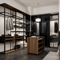 Système modulaire de placard moderne avec porte en verre, cadre en aluminium ultra-fin, placard de chambre personnalisé pour dressing