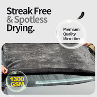 Vente en gros Car Pro 1400gsm 1500 1600 1800 double face en microfibre Deluxe double serviette de séchage en microfibre noire pour voiture