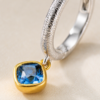 Boucles d'oreilles pendantes Mylove en laiton plaqué or 18 carats et argent, bicolores texturées avec zircon bleu CZ pour femmes
