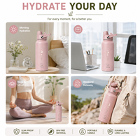 Botella de Agua Aislada al Vacío Personalizada de 32 oz con Tapa de Paja y Asa, Botella de Doble Uso de Acero Inoxidable 304 para Regalos Promocionales
