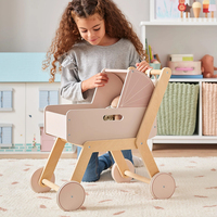 Poussette en bois pour enfants, chariot de poupée, jouet à pousser, chariot de marche Montessori pour jeu d'imitation, cadeau pour tout-petit