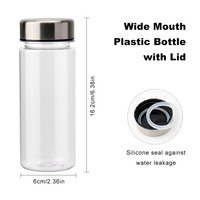 Bouteille d'eau en plastique écologique sans BPA de 12oz avec logo personnalisé et ouverture large Bouteille de sport de voyage pour le camping en plein air et les voyages
