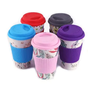 Tasse de café pour voyage, lot de 10 pièces, en fibre de bambou, biodégradables, réutilisables, vente en gros