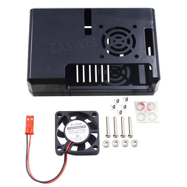 General Black ABS Case Enclosure Box with Cooling Fan + Heat Sink Kit