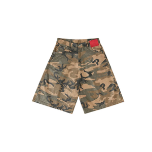 Shorts Cargo Homme Streetwear Taille Mi-Haute en Coton Ciré Imprimé Camouflage Croco Gaufré Grande Taille avec Poches Utilitaires – Vente en Gros - Product Image 1