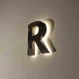 Letrero Luminoso <span class=keywords><strong>de</strong></span> Mármol para Exteriores con Reverso Metálico, Letrero Personalizado para Puerta, <span class=keywords><strong>Número</strong></span> <span class=keywords><strong>de</strong></span> Casa en Piedra 3D - Product Image 2